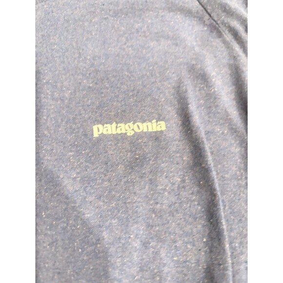 Women’s Patagonia Long Sleeve Heather Blue Shirt Size Large base layer cotton - Picture 3 of 7